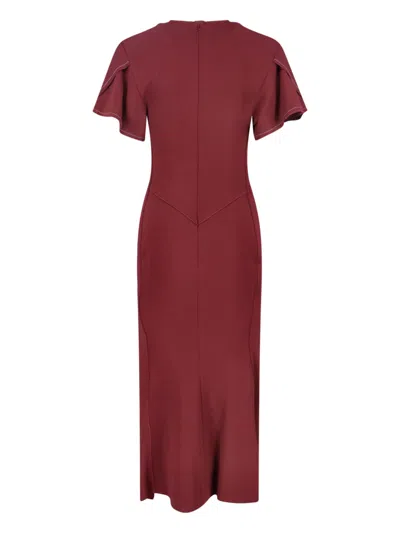 Victoria Beckham Eve Midi Dress In Red