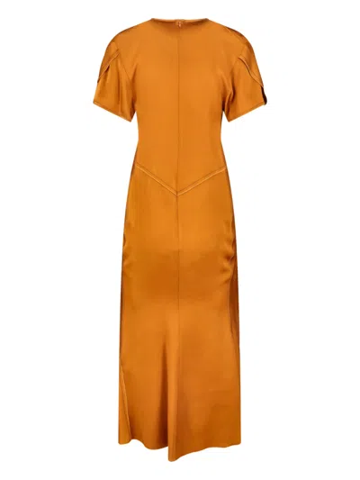 Victoria Beckham Eve Midi Dress In Brown