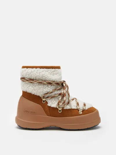 Moon Boot Shearling And Suede Winter Boots In Nude