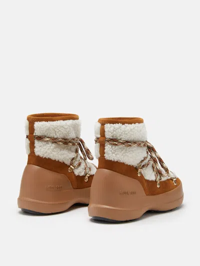 Moon Boot Shearling And Suede Winter Boots In Nude