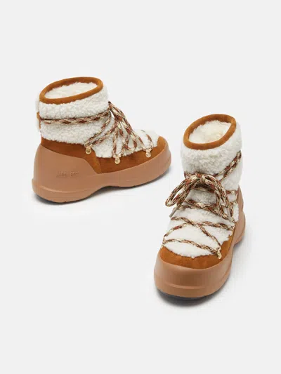 Moon Boot Shearling And Suede Winter Boots In Nude