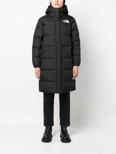 The North Face Quilted Hooded Coat Side Pockets In Black