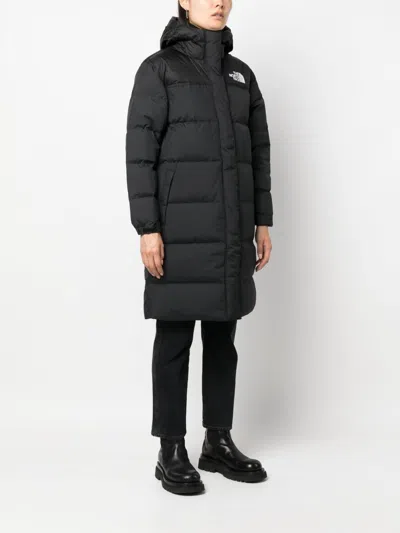 The North Face Quilted Hooded Coat Side Pockets In Black