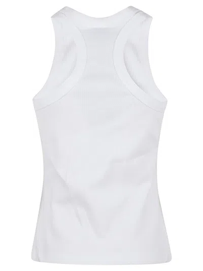 The North Face Logo Detailed Fine-ribbed Tank Top In White