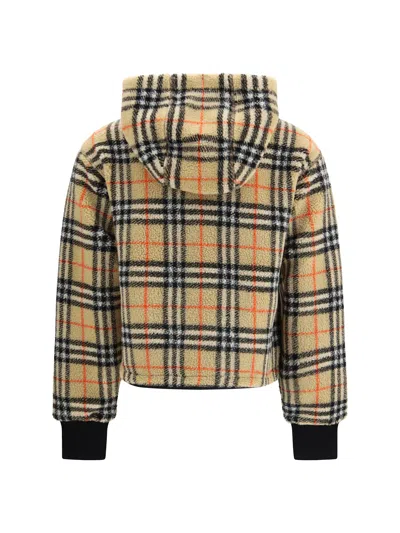 Burberry Women Cropped Hooded Check Fleece Jacket In Multi