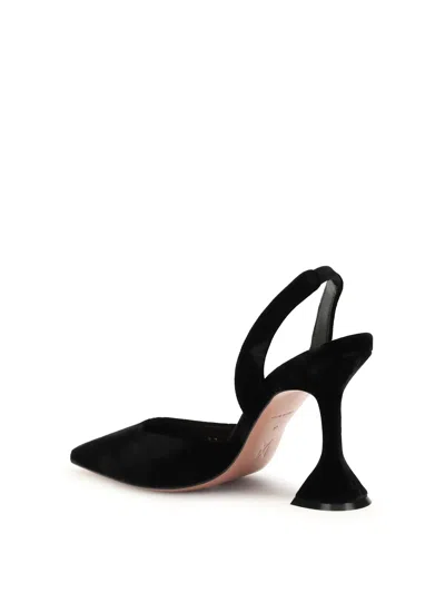 Amina Muaddi Women Velvet Slingback Pumps In Black