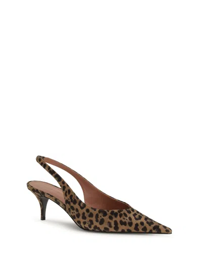 Amina Muaddi Women Anok Sling 105 Pump In Leopard Print In Animal Print