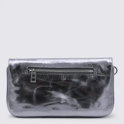 Zadig & Voltaire Silver Leather Rock Nano Vintage Metal Shoulder Bag In Gray