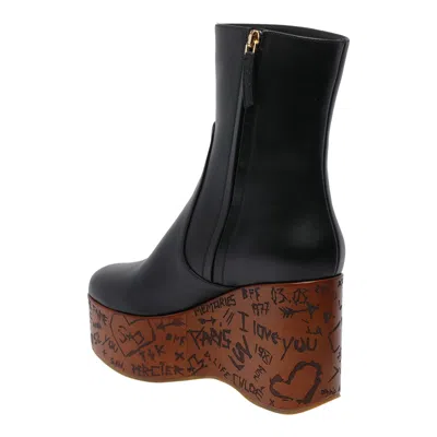 Chloé Graphic Print Ankle Boots With Platform Sole In Black