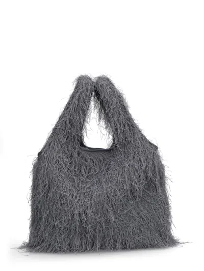 Dries Van Noten Marche Small Fringed Tote Bag In Gray