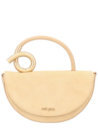 Cult Gaia Azariah Coil Leather Top-handle Bag In Yellow