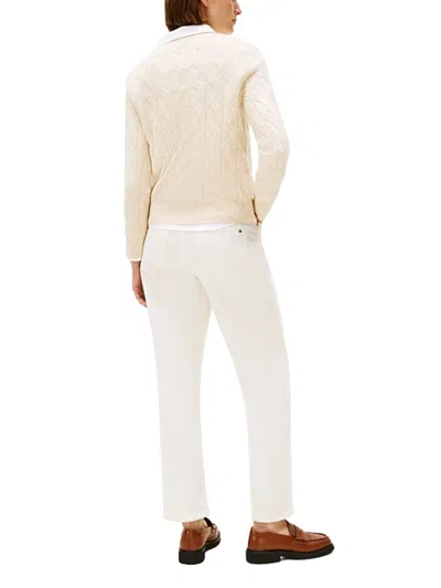 Tommy Hilfiger Textured Cable Knit Wool Pullover In Sand