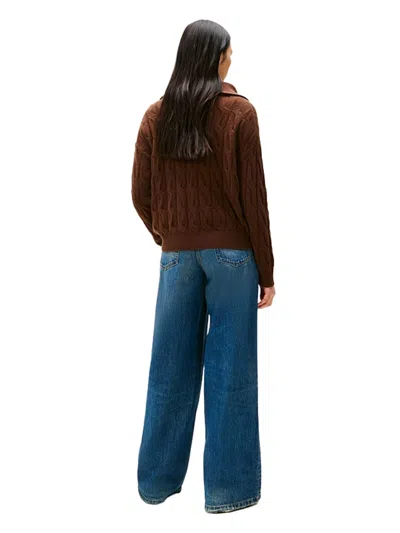 Tommy Hilfiger Cable-knit Half-zip Knitwear In Brown