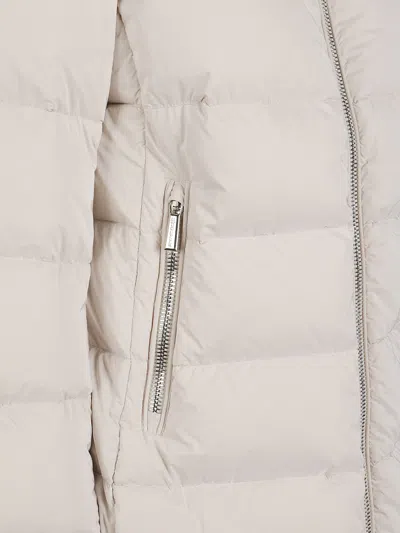 Moorer Luxurious Down Jacket Fur Trim Hooded In White