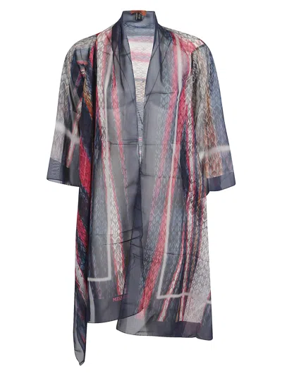 Missoni Silk Dressing Robe Knee Length Sheer In Brown