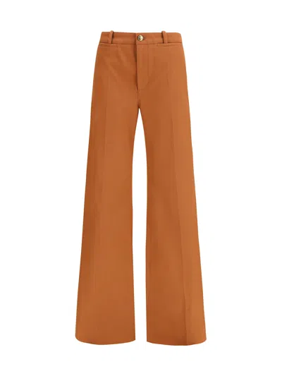 Chloé Wide Leg Trousers With Pockets And Loops In Orange