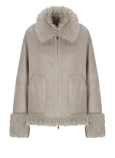 Betta Corradi Synthetic Leather Coat In Neutral