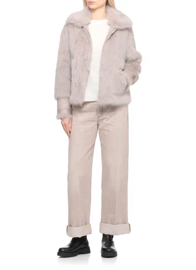 Betta Corradi Synthetic Leather Coat In Neutral