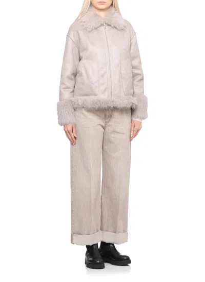 Betta Corradi Synthetic Leather Coat In Neutral