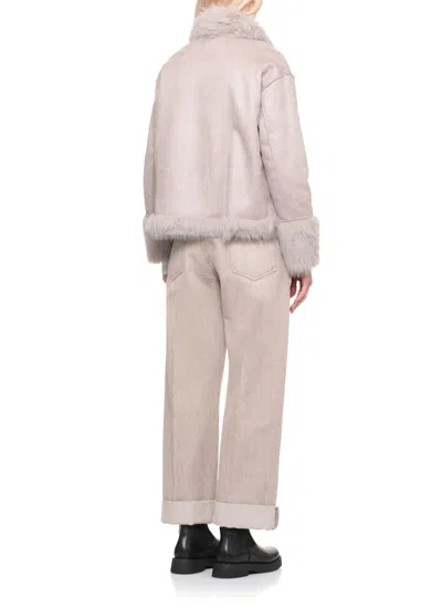 Betta Corradi Synthetic Leather Coat In Neutral