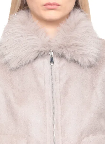 Betta Corradi Synthetic Leather Coat In Neutral