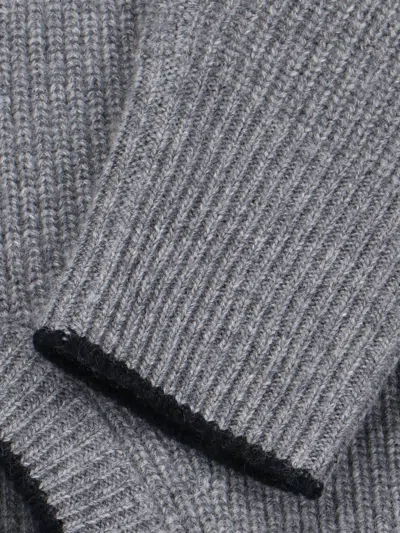 Chloé Cropped Wool Knit Sweater With Logo In Gray