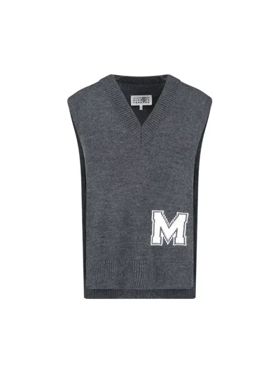 Mm6 Maison Margiela V-neck Sweater In Gray