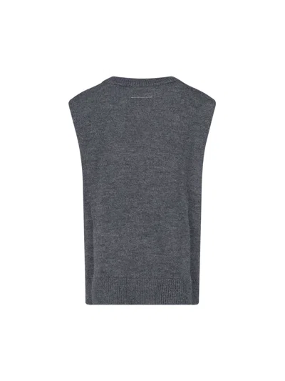 Mm6 Maison Margiela V-neck Sweater In Gray