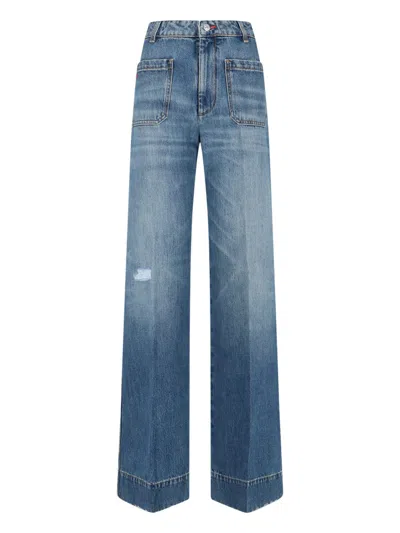 Victoria Beckham Alina Stretch High Rise Straight Leg Jeans In Medium Wash
