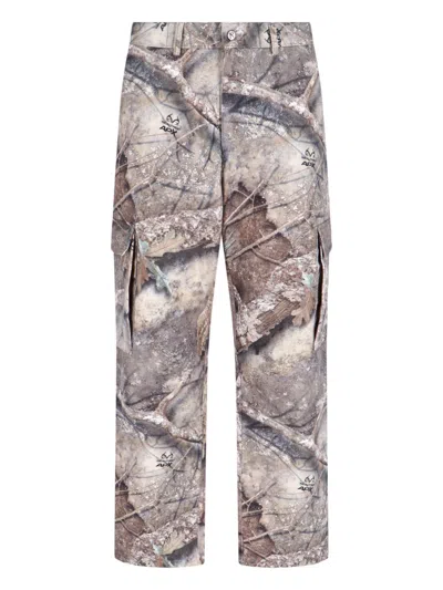 Represent Cargo Trousers With Real Tree Camouflage Print In Gray
