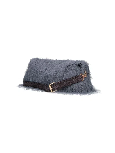 Dries Van Noten Fringed Shoulder Bag In Gray