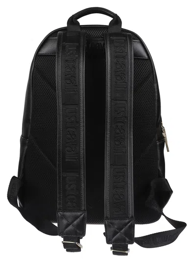 Just Cavalli Logo Backpack Featuring Metal Lettering In Black