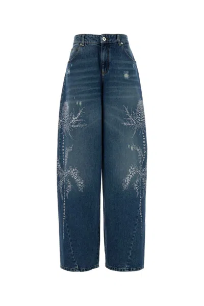 Blumarine Jeans Dalla Gamba Ampia In Denim Donna In Blue