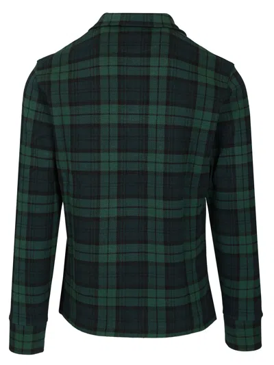 Ralph Lauren Half-zip Plaid-pattern Sweater In Green
