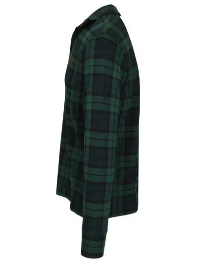 Ralph Lauren Half-zip Plaid-pattern Sweater In Green