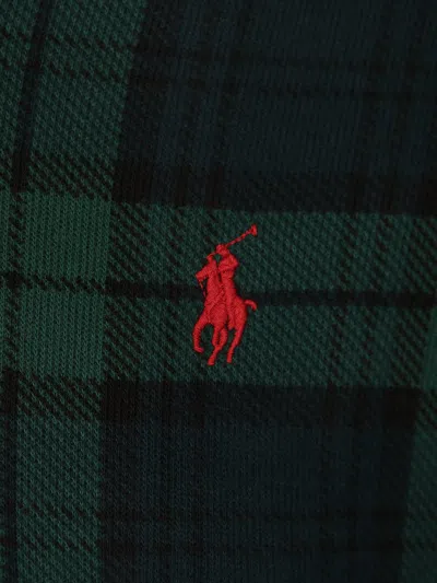 Ralph Lauren Half-zip Plaid-pattern Sweater In Green