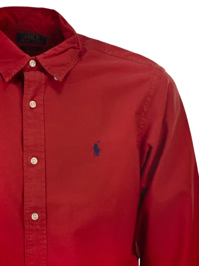 Ralph Lauren Custom-fit Garment Dyed Oxford Shirt In Red