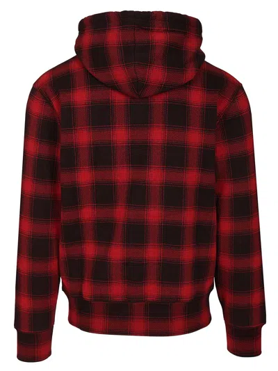 Ralph Lauren Checked Fleece Hoodie In Red
