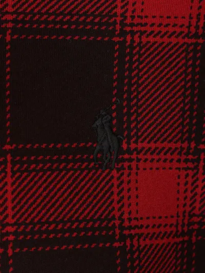 Ralph Lauren Checked Fleece Hoodie In Red