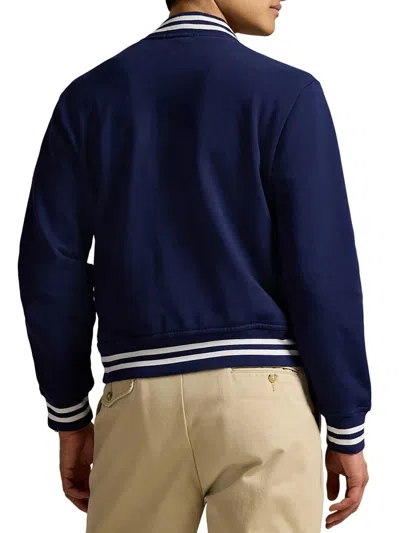 Ralph Lauren Striped Detail Cotton Sweatshirt Pockets In Blue