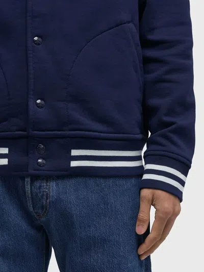 Ralph Lauren Striped Detail Cotton Sweatshirt Pockets In Blue