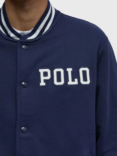 Ralph Lauren Striped Detail Cotton Sweatshirt Pockets In Blue
