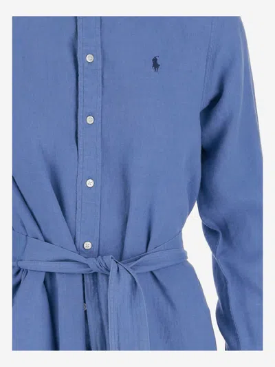 Ralph Lauren Linen Dress In Blue