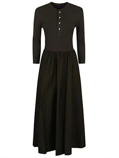Ralph Lauren Long-sleeved Midi Dress In Black