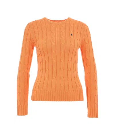 Ralph Lauren Pony Embroidered Crewneck Jumper In Orange