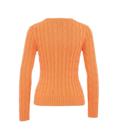 Ralph Lauren Pony Embroidered Crewneck Jumper In Orange