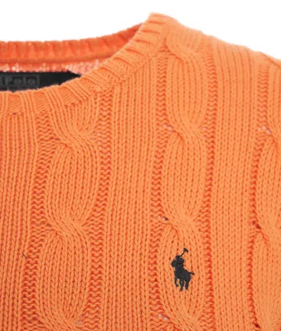 Ralph Lauren Pony Embroidered Crewneck Jumper In Orange