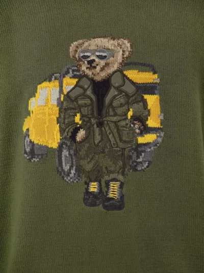 Ralph Lauren Polo Bear Crewneck Sweater In Green