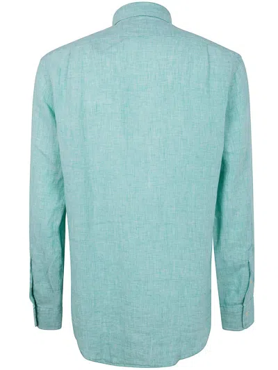 Ralph Lauren Polo Pony Embroidered Buttoned Shirt In Blue