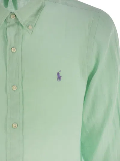 Ralph Lauren Custom-fit Linen Shirt In Green